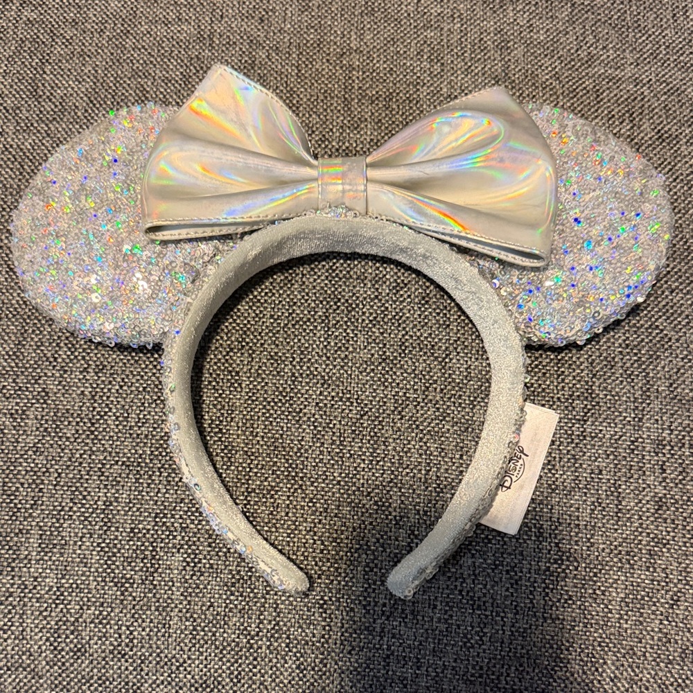 Disney Silver Sequin Minnie Mouse Ears Headband